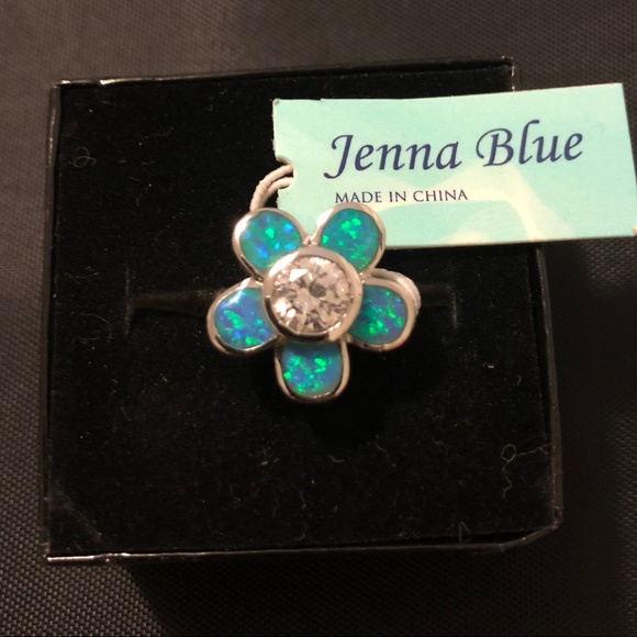 Jenna Blue Silver Flower Ring- NEW IN BOX - Picture 3 of 8
